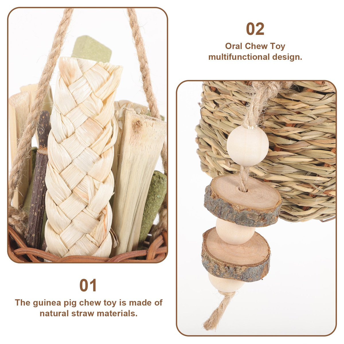 Handcrafted Rabbit Chew Toy | Made from Grass, Perfect for Keeping Your Pet'S Teeth and Claws Healthy
