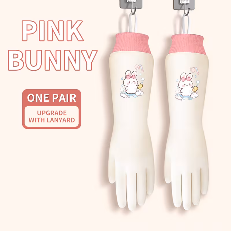 a pair of fashionable cartoon style gloves suitable extra long and lined for household chores warm and comfortable for winter dishwashing and slip resistant kitchen cleaning gloves with Product details 0