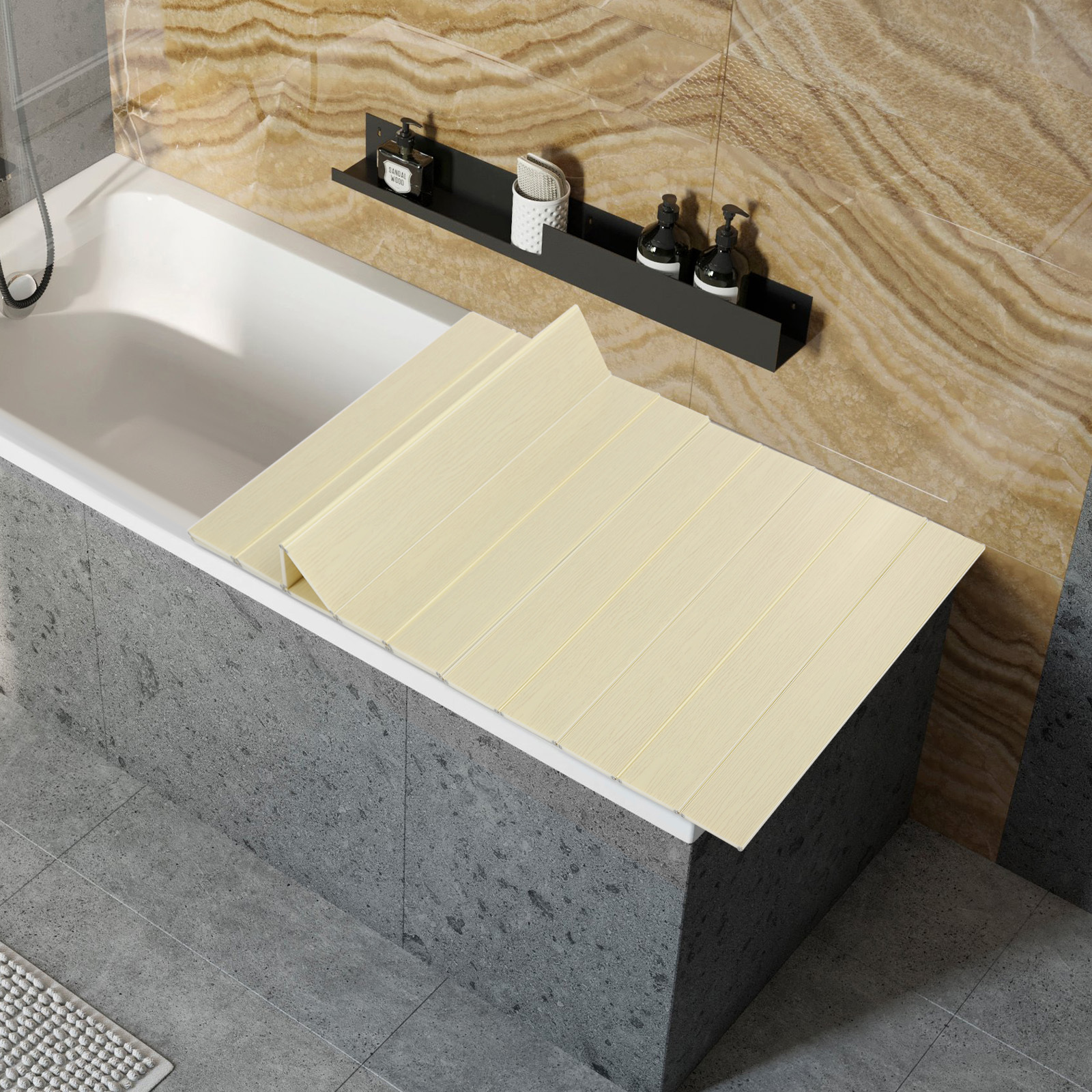 Foldable Bathtub Cover Durable Bathtub Board For And Space-, Ideal For Protecting Your Bathtub And Enhancing Bathroom Organization
