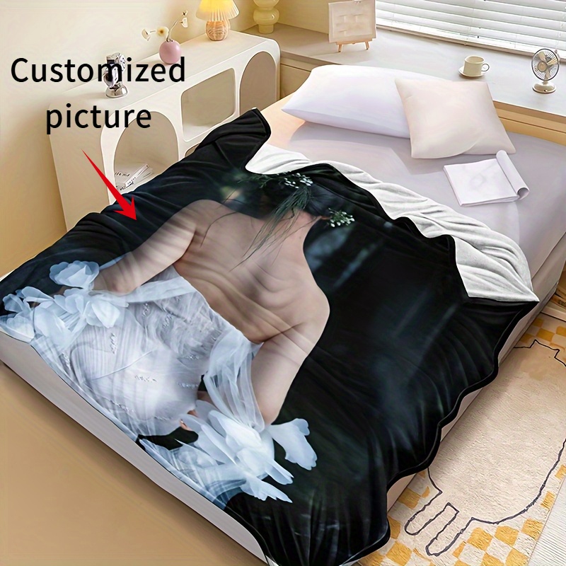 Personalized Photo Bed Cover/Nap Blanket, Custom Gift