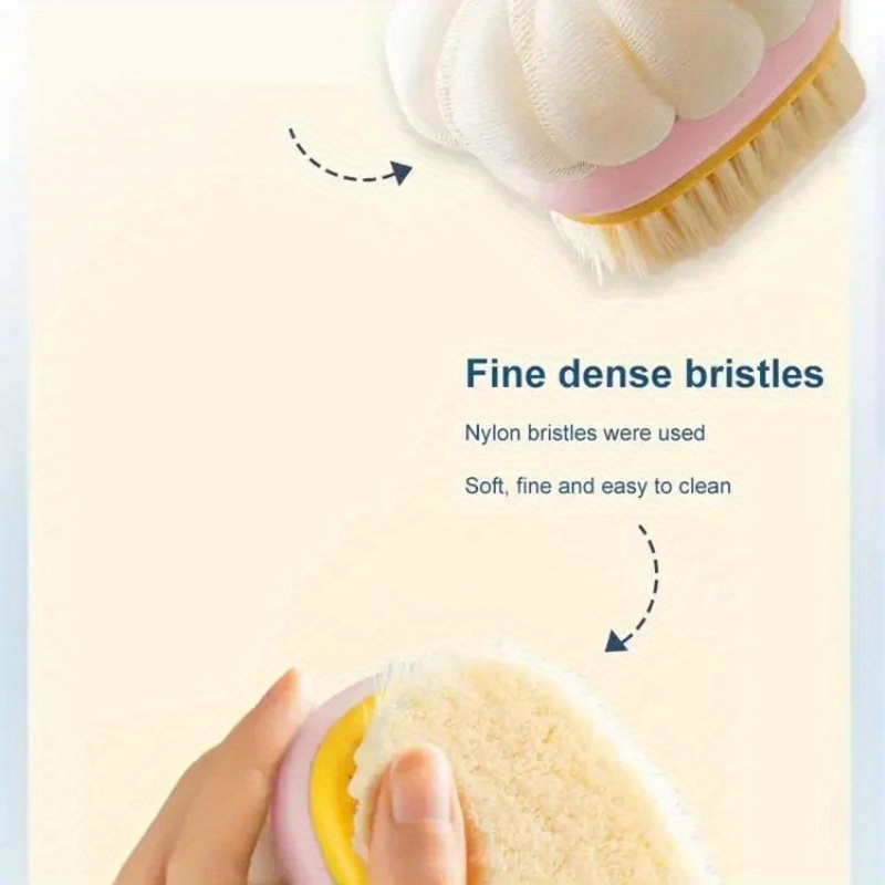 1    brush back scrubber dual sided exfoliating shower brush with ergonomic handle   beige hair scrubber for bath body exfoliation formaldehyde free hypoallergenic handheld exfoliator durable construction Product details 1