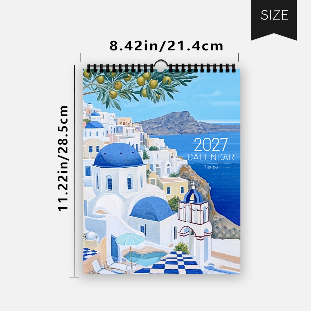 TEMU 1pc, 2027 Wall Calendar, Calendar, Featuring European From Around The World. Wall Calendar, 12-month Planner - Perfect As A Gift For Birthdays,