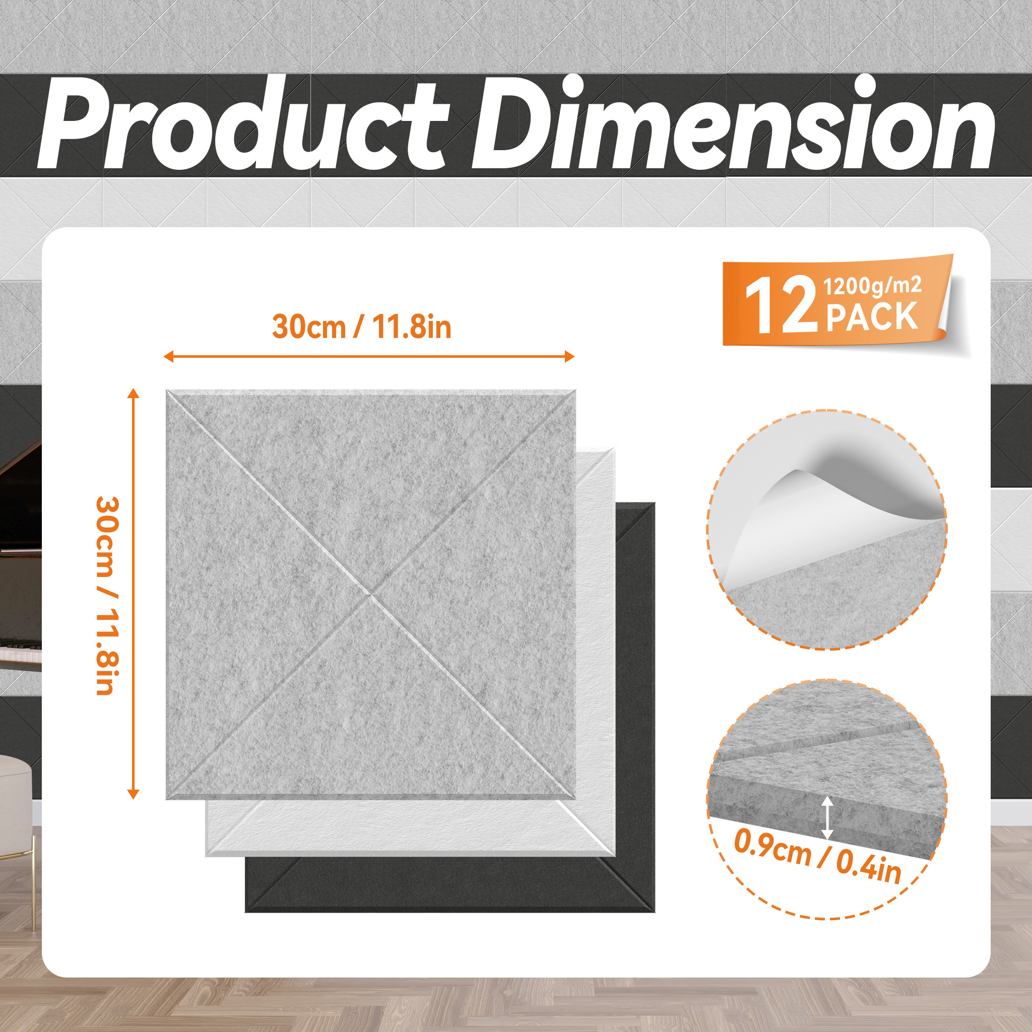 X-pattern Self-adhesive Wall Acoustic Panels 12x Wall Panels Slatted Wall Sound Insulation Wall Covering Absorbs Noise On Walls/ceilings