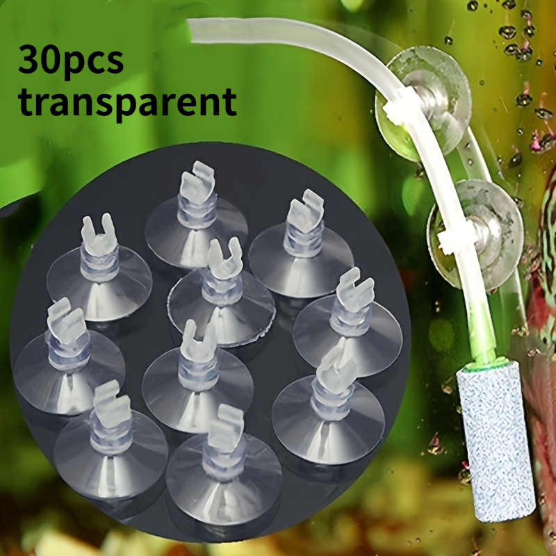 TEMU 30 ventouses pour aquarium, ventouses de fixation pour accessoires d'aquarium pour tuyaux de pompe à air, batterie