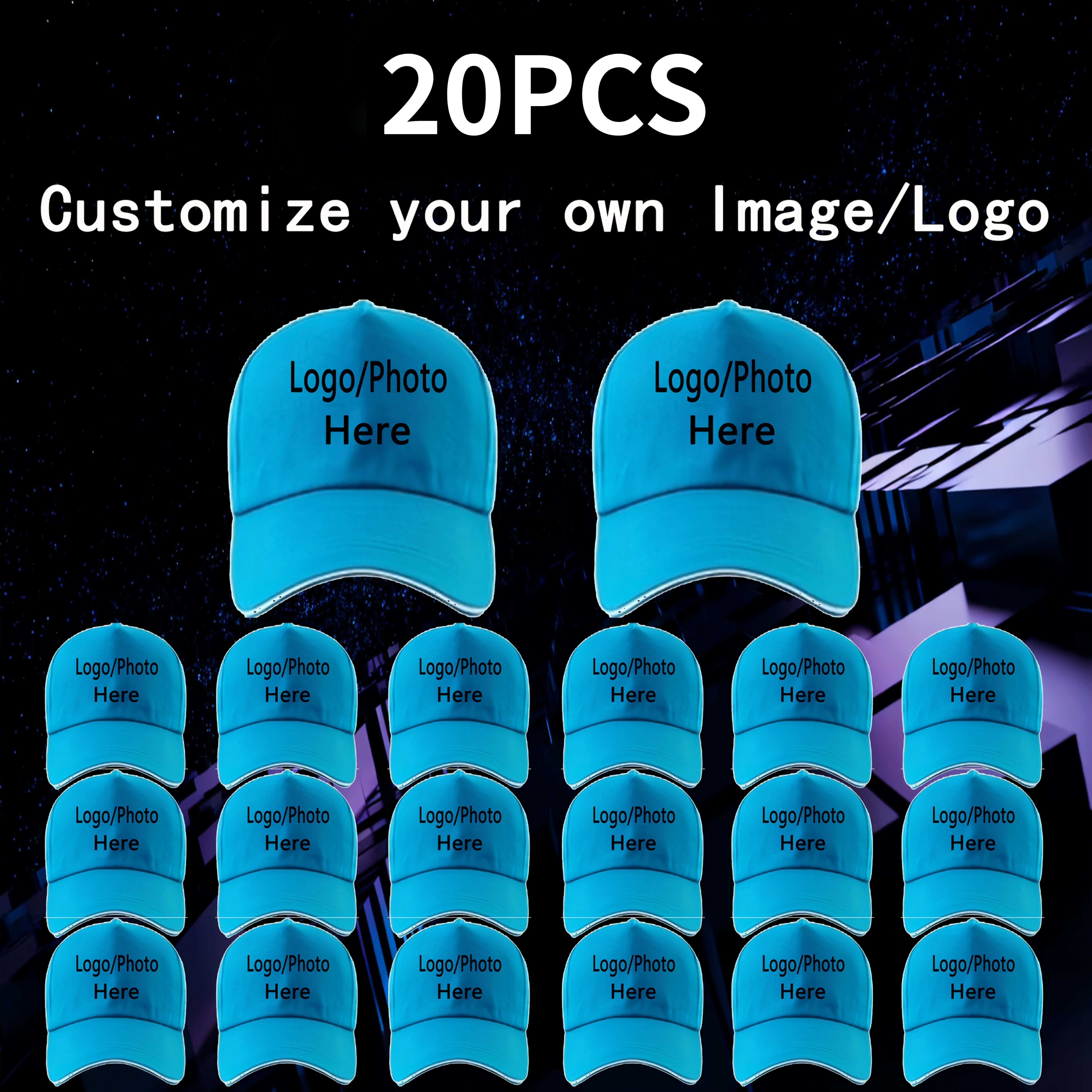 TEMU 20pcs Customizable Baseball Cap- Breathable And Lightweight Design, Supports Text, Photos/pattern Customization, 100% Polyester Fiber, Trendy