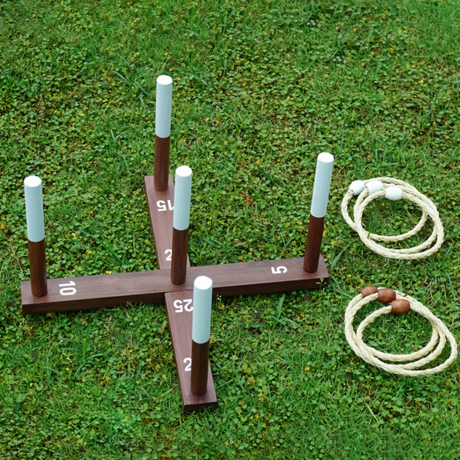 Ring Toss Set with Wide Grip Base and Rope Rings
