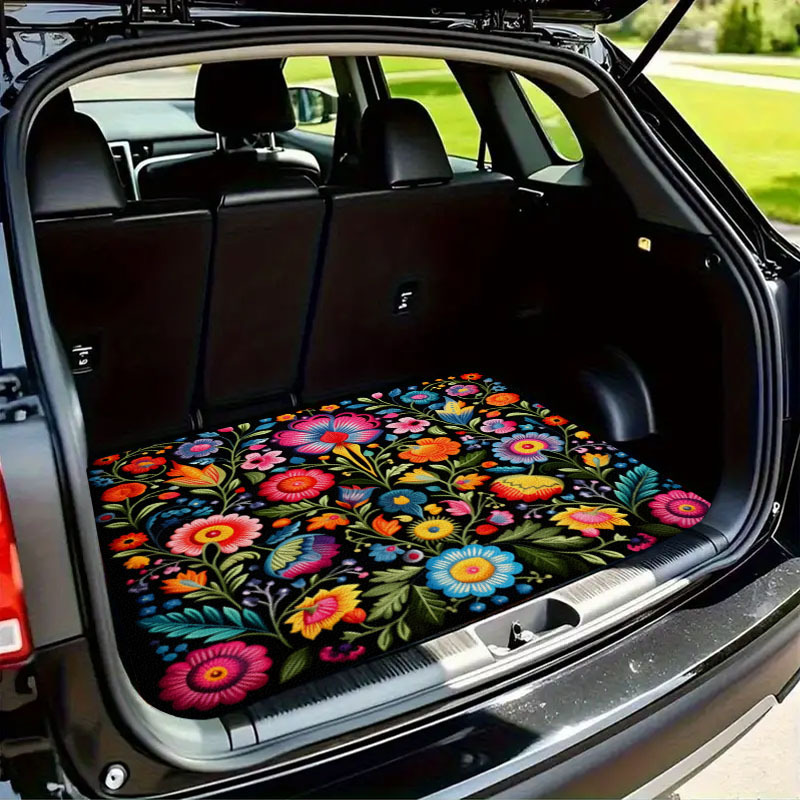 TEMU 1pc Tapis de Coffre Imprimé Décoratif, Accessoire de Voyage , Adapté à Plusieurs Modèles, Élégant Incontournable pour Votre Véhicule, Motif Cœur