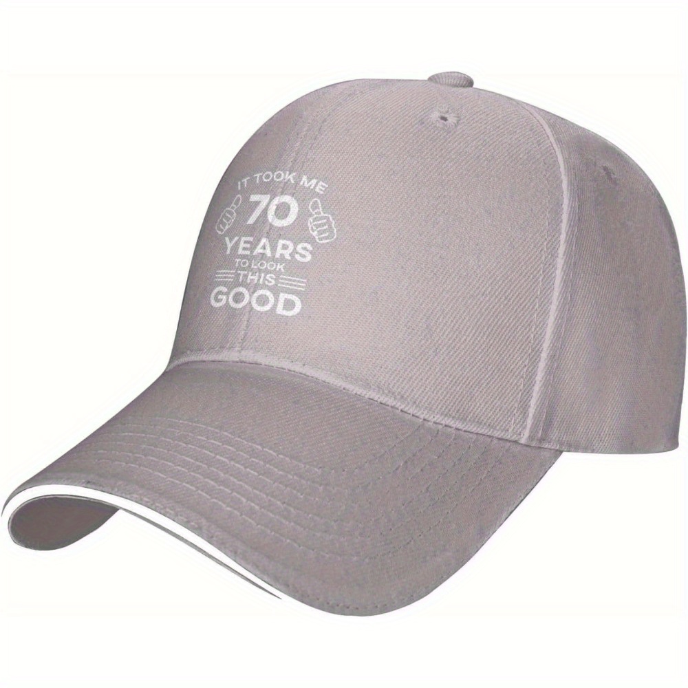 TEMU 70th Birthday Hat - Funny "it Years To Look This Good" Baseball - Adjustable Snapback Closure - Black With White Text - Lightweight Polyester -