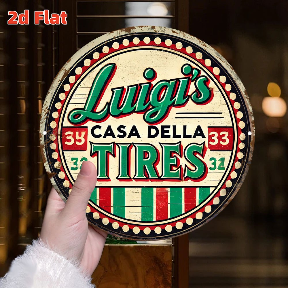 TEMU 2d Flat, 2d Flat Retro 's Tire House Metal Wall Decor - 7.8 Inch Round Aluminum Decor For Interior/exterior Accessories, Men's Cave, Auto Shop