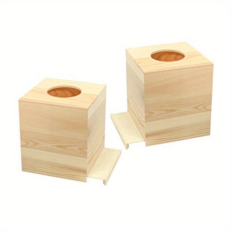 2 pack un ed wooden square tissue box covers 5 1x5 1x6 inch natural wood   for crafts diy projects bathroom home decor durable wooden tissue boxes for bathroom kitchen office craft supplies     craft enthusiasts Product details 0