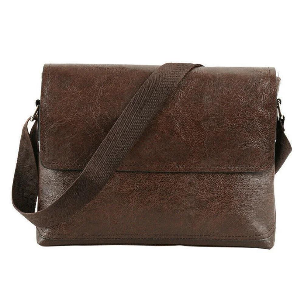 Image of Men's Pu Messenger Bag Business Casual Large Capacity Briefcase Outdoor Travel Shoulder Bag Male Handbag