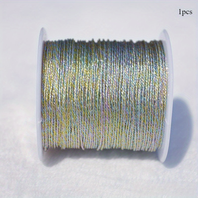 TEMU 1 Pieza de Hilo Dorado y Plateado de Hebras Trenzadas, Cuerda Tejida para Pulseras, Collares, Anillos, Materiales para Joyería DIY