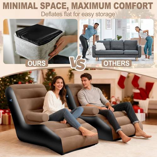 inflatable couch for camping blow up couch for adults with armrest waterproof flocked surface inflatable lounge chair indoor portable inflatable couch for movie sofa outdoor