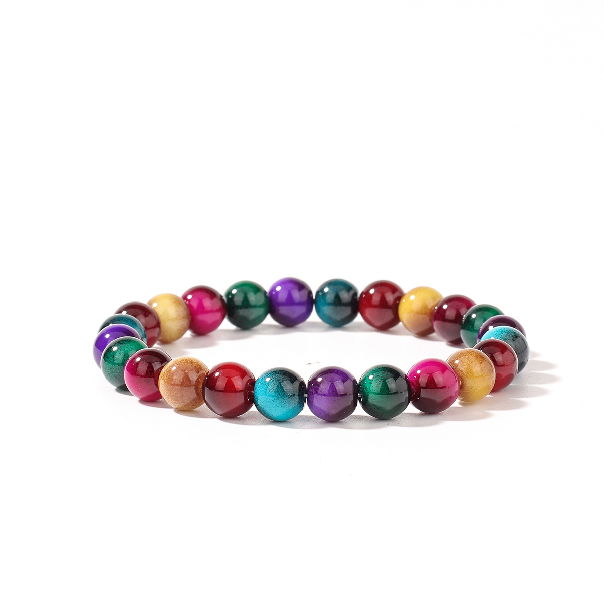 1pc Bohemian Cross-border Bracelet, Colorful Tiger Eye Women's Bracelet - Wealth And Eternal Happiness, Elegant Jewelry, Ideal Gift For Mom Or Friend, Versatile For Casual Wear