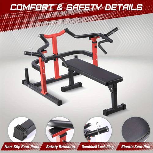 heavy duty adjustable chest press machine with bench home gym bench press rack w independent converging smooth bearing system flat bench for upper training steel weight training equipment suitable for home gym