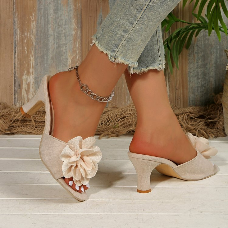 TEMU Summer New Arrival Chunky Heel Slippers Fashion High Heel Sandals, Women Shoes
