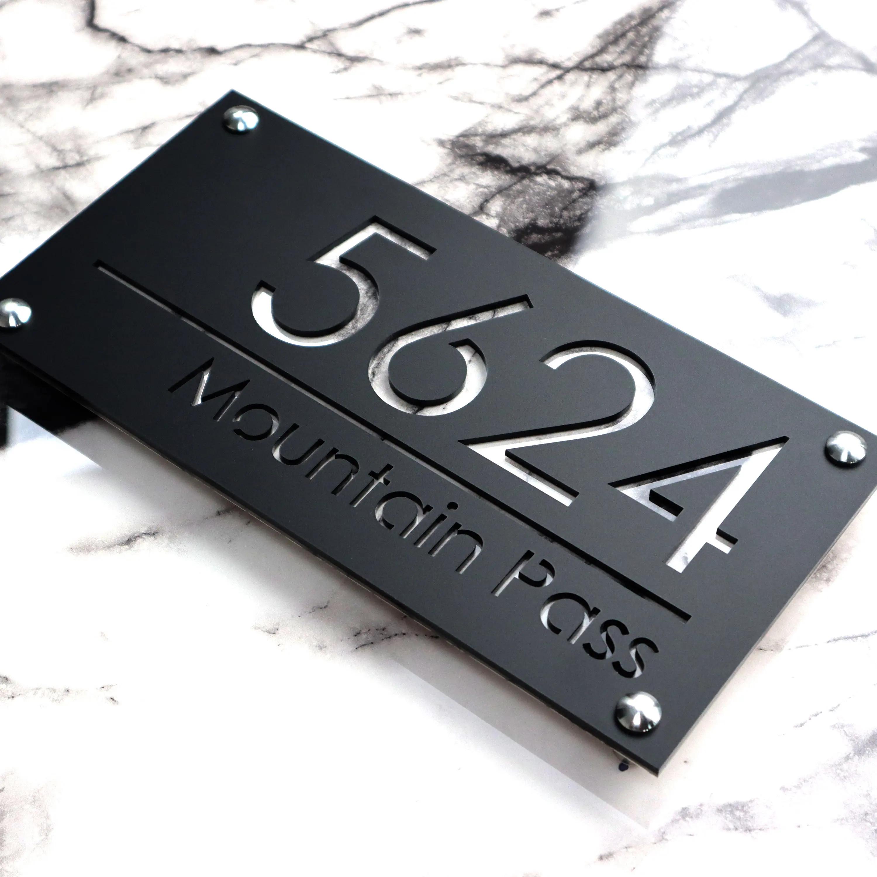 TEMU 2d Flat, 1 Customizable House Sign, Modern Acrylic Door Sign, Laser-cut Text, Exterior Street Address Name Sign, Outdoor House Number