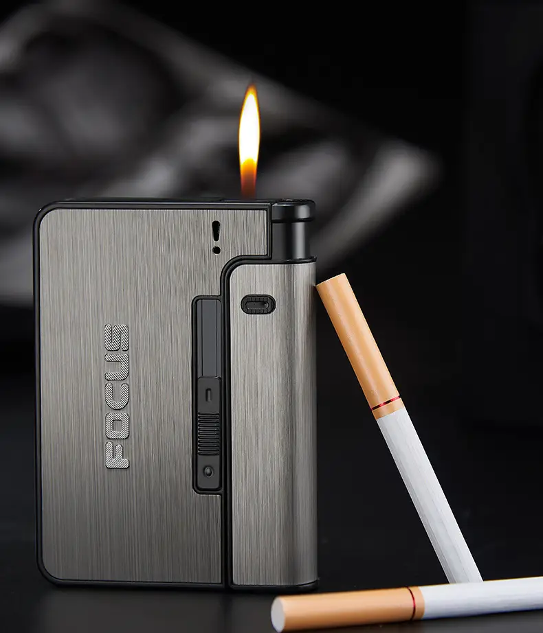 1pc box creative pattern removable lighter thickened moisture of 10 without lighter replaceable lighter creative separated automatic up smoking box suitable for fathers day and new year gifts details 6