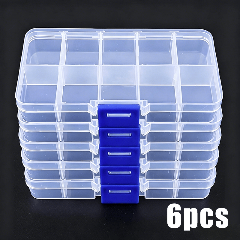 TEMU 6pcs Set Of Small 10-compartment Plastic Storage Boxes, Organizer With Removable Dividers, Box, Jewelry And Bead Organizer, Craft - 10