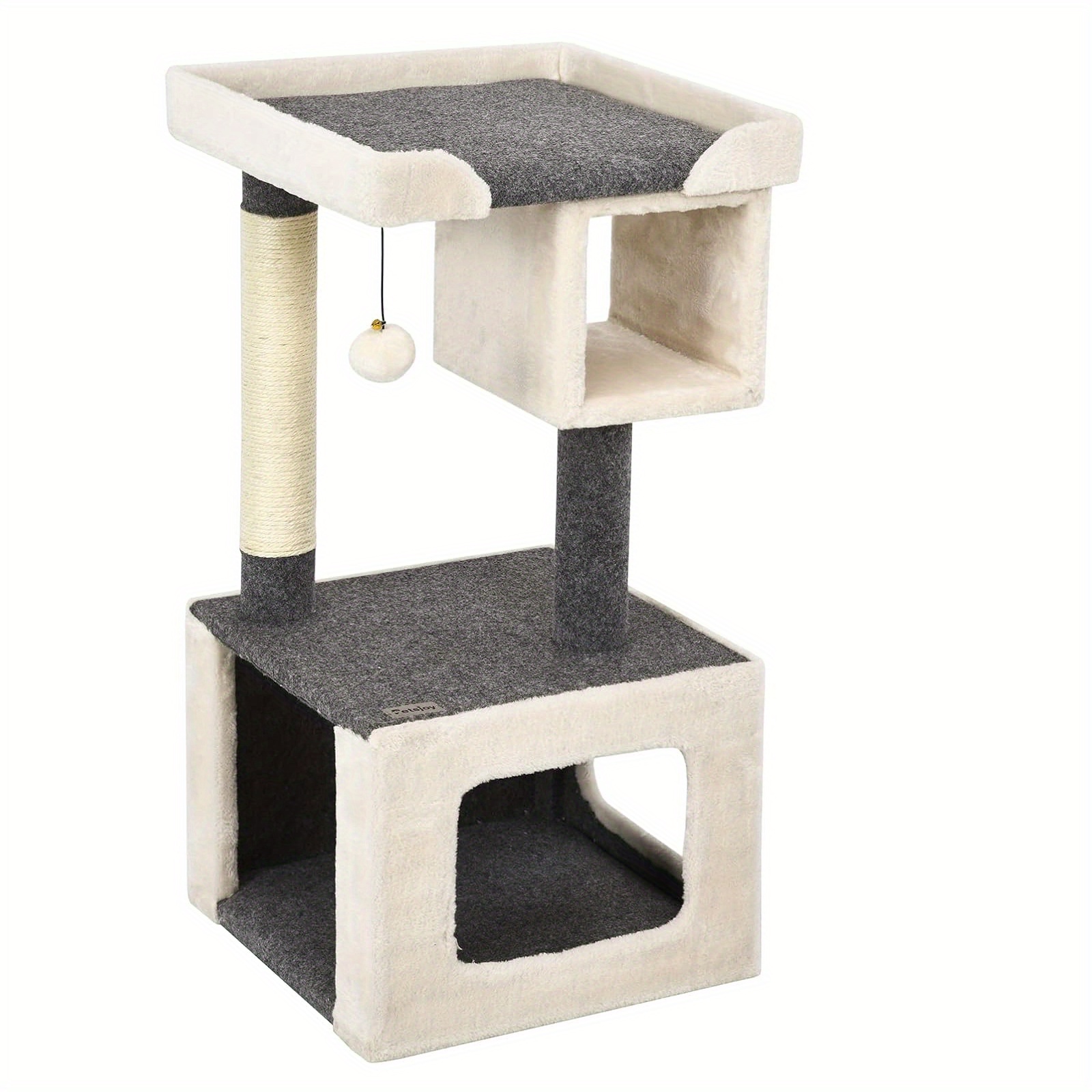 80cm Small Cat Tower With Scratching Post And Soft Ball, Indoor Activity Center For Kittens To Climb, Play, And Relax