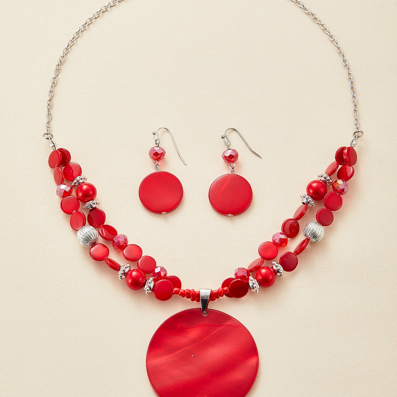 TEMU Ensemble de bijoux élégant comprenant un collier à double couche et des boucles d'oreilles fabriqués avec des perles de , conçu
