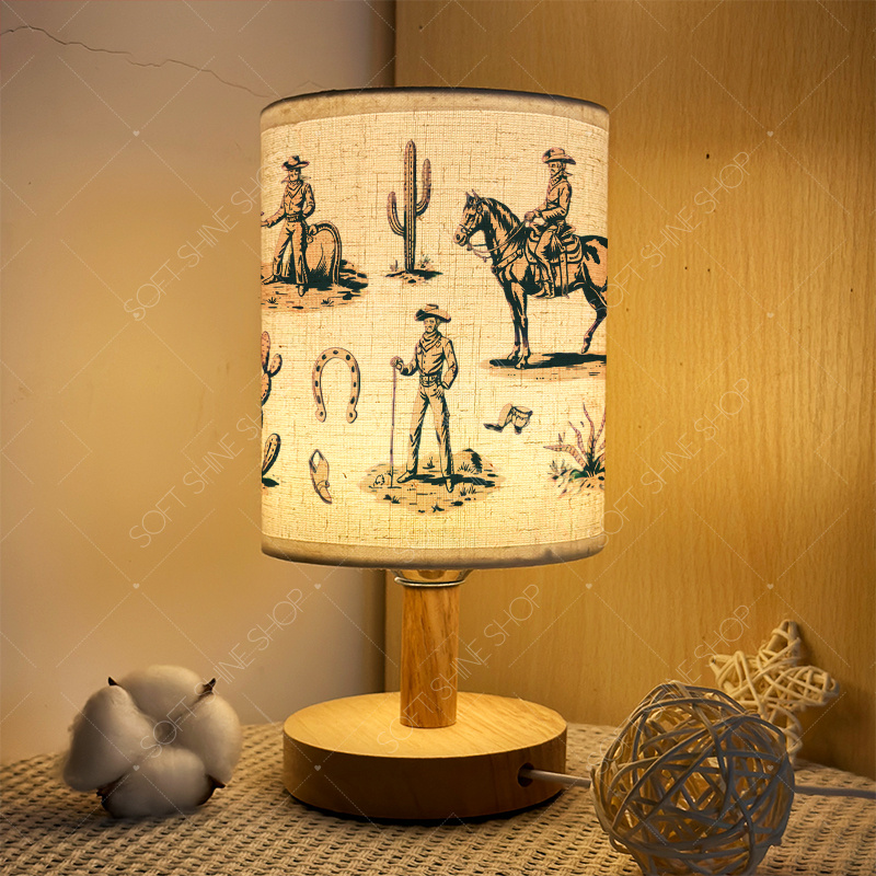 TEMU 1pc Printed Table Lamp With Fabric Shade, Usb-powered Led Accent Decor, Bedroom Ambiance Cozy Desk Lamp Dormitory Led Lighting Fixture Birthday