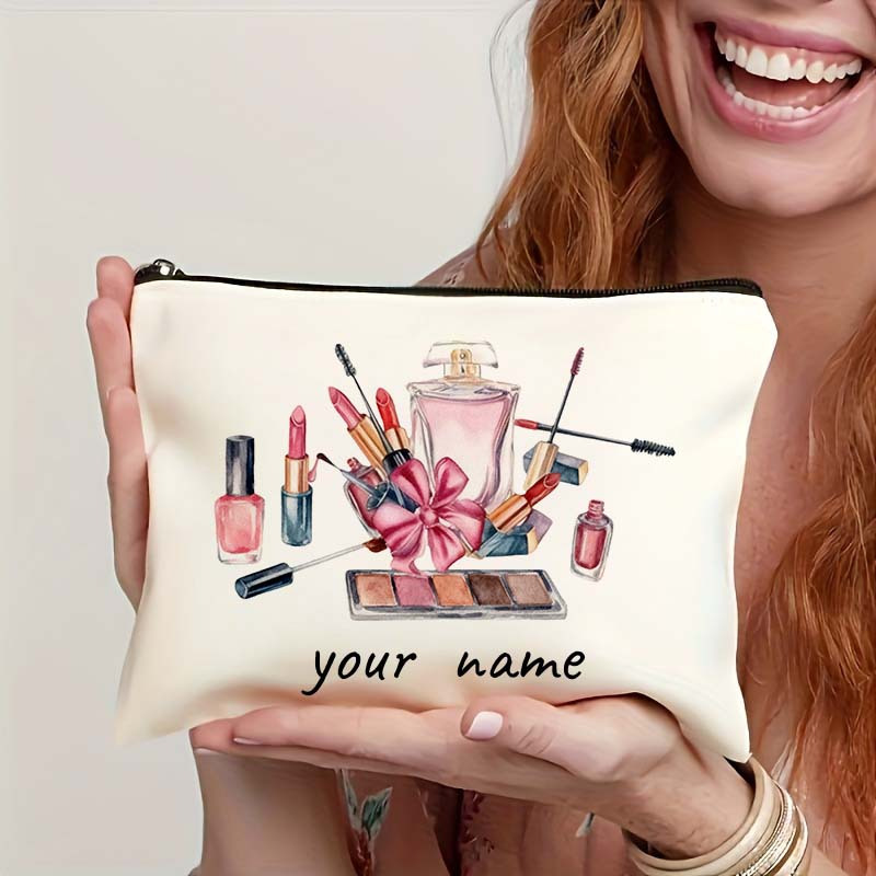 TEMU Custom Name/ - Cosmetic Decorative Pattern Makeup Bag - Handbag - Toiletry Bag - Pencil Case - Gift Bag, For Mothers, Daughters, , Teachers, , A