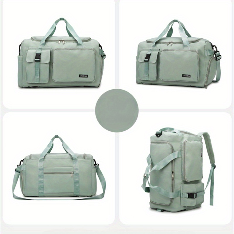 Bolsa de gimnasio de gran capacidad, mochila de viaje y bolso de mano con múltiples compartimentos, cierre con cremallera resistente, convertible en mochila o bolso de hombro para mujeres y hombres, compartimento principal amplio y bolsillo delantero, ideal para gimnasio, yoga, viajes de fin de semana y regalos, disponible en negro, portador de accesorios de yoga, compartimentos con cremallera