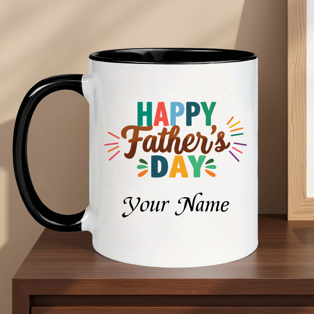 TEMU 1pc Name/text Ceramic Mug - Father's Day Gift Suitable For Dads, Grandpas, Birthdays, Christmas - Reusable Coffee Cup With Name/text, Colorful