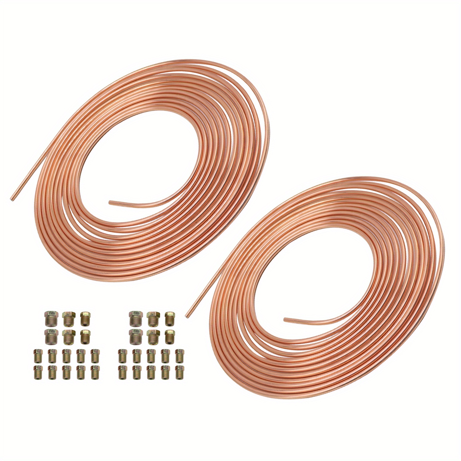 TEMU Rbetrere 2pcs Brake Pipe Kit 3/ 16" 25-foot Outer Diameter Copper And Nickel Coated With 32 Fittings