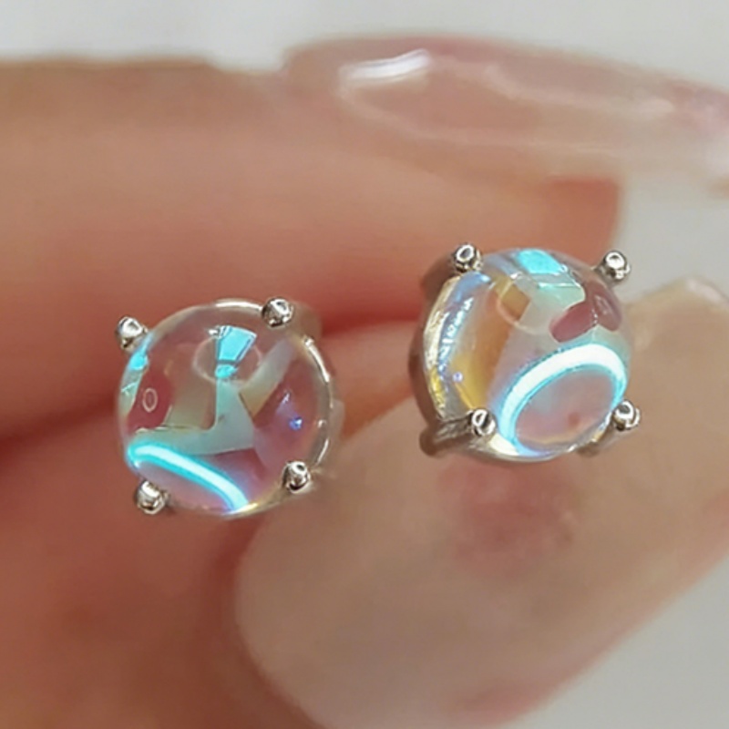 Image of Elegant Easy Inlay Synthetic Round Stud Earrings For Women Daily Casual Party Vacation Earrings Jewelry