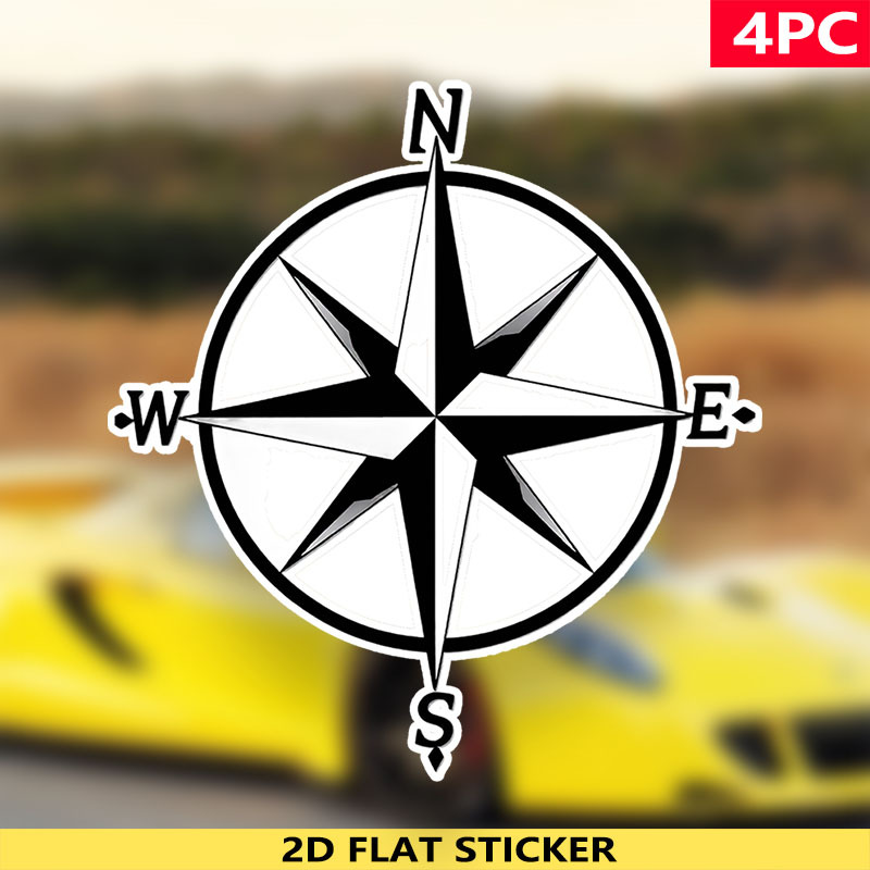 TEMU 4pcs Large 7.5inch Compass North South Star Circle Direction Navigation Symbol Laptop Decal Car Sticker