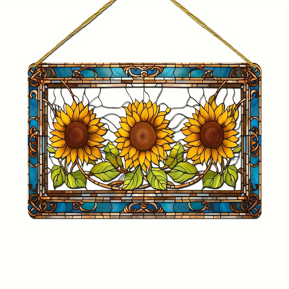 TEMU 2d Flat, Customer Sunflower Acrylic Sun 10"x6" - Vintage Style Wall Decor, Suitable For Porch, Kitchen, And Farmhouse - Gift