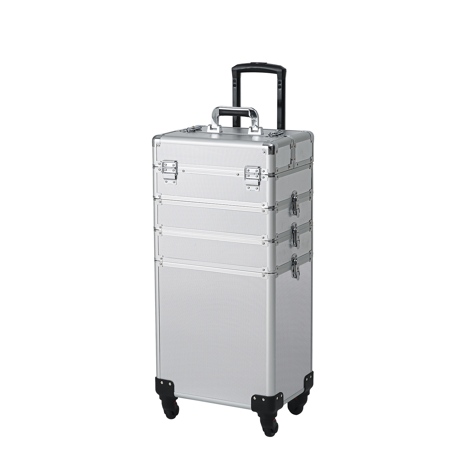 TEMU 4 In 1 Professional Cosmetics Rolling Train Organizer With Aluminum Frame And Folding Trays
