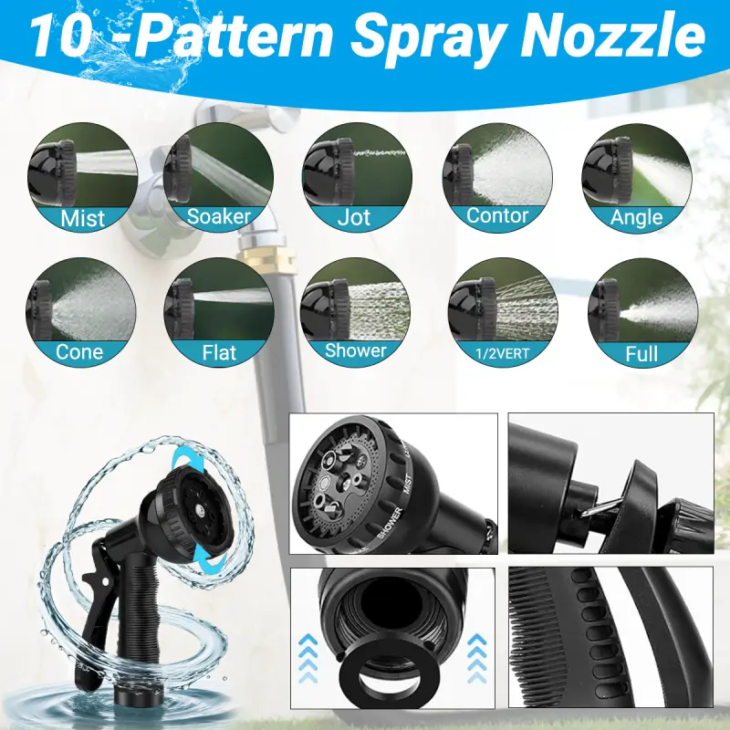 100 heavy duty garden hose non extended with high pressure sprinkler fittings leak proof design durable rubber material thread ideal for gardening cleaning forestry 100 kit Product details 4