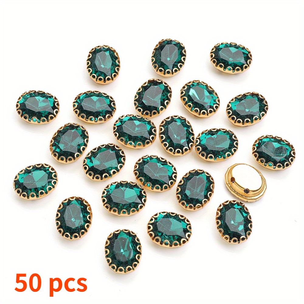 Image of 50pcs 11x9mm Shiny Acrylic Lace Teardrop-shaped Beads, Random Colors Inlaid Artificial Rhinestone Retro Three-dimensional Beads For Bracelets Necklaces, Earrings, Clothing And Hair Accessories