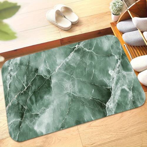 photo de l'article 1 tapis de antidérapant à texture marbre jade vert, à forte absorption , lavable en machine, adapté aux de bain, chambres, cuisines et buanderies, un tapis à séchage rapide