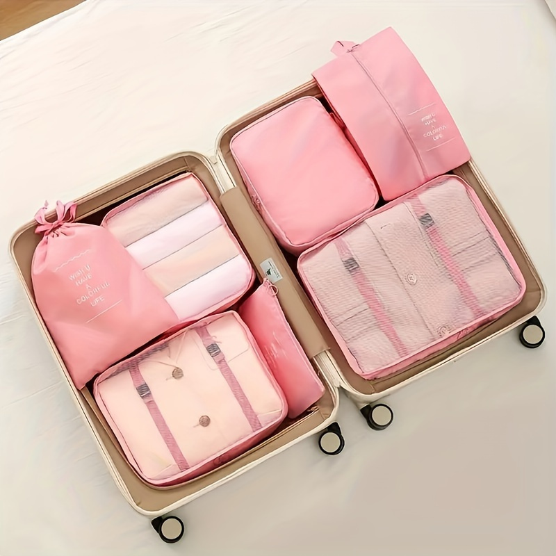 TEMU 7pcs High-capacity Travel Storage Set, Travel Luggage Storage Bags, Suitcase Organizer, Lightweight Portable, Clothing Protector Pouches Made Of