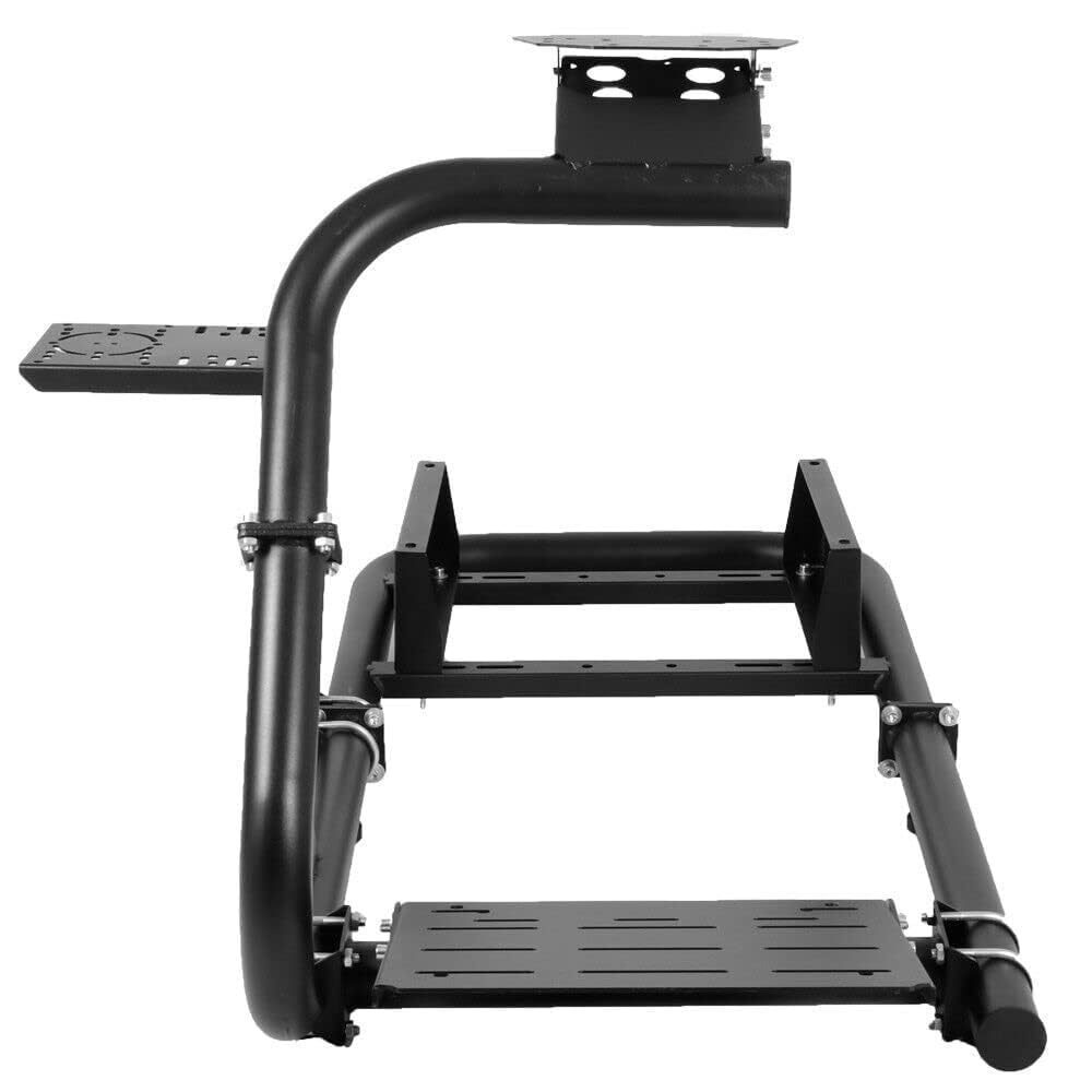 Image of Minneer Round Tube Racing Simulator Cockpit Designed For Logitech, , And G25 G27 G29 T248 T300rs. It Features A Single Arm Steering Wheel Stand, But Does Not Wheel, Shifter, Pedals, Or Seat