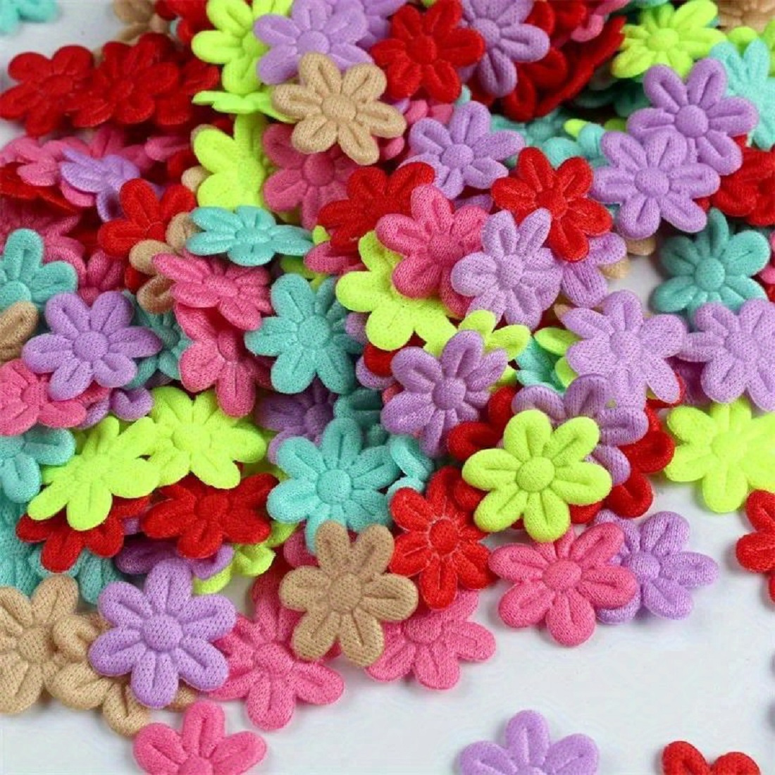 100st LIMOGLHP Tyg Konstgjorda Blommor, Fembladiga Präglade Falska Blomsterdekorationer för DIY Scrapbooking, Bröllop, Hemkranshantverk, Konstgjorda Blommor, Filttyg, Prägling, Hemdekoration