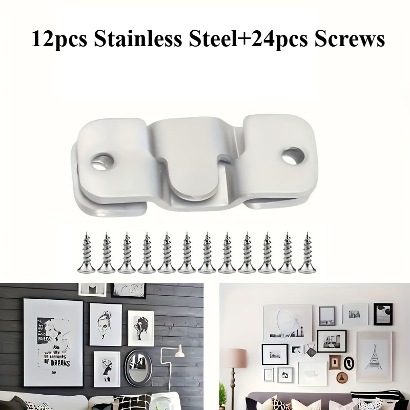 TEMU 12pcs Heavy-duty Stainless Steel Z-bracket Set - Interlocking Frame Hooks And Shelf Supports For Picture Frames, Furniture And Wall Mounting |