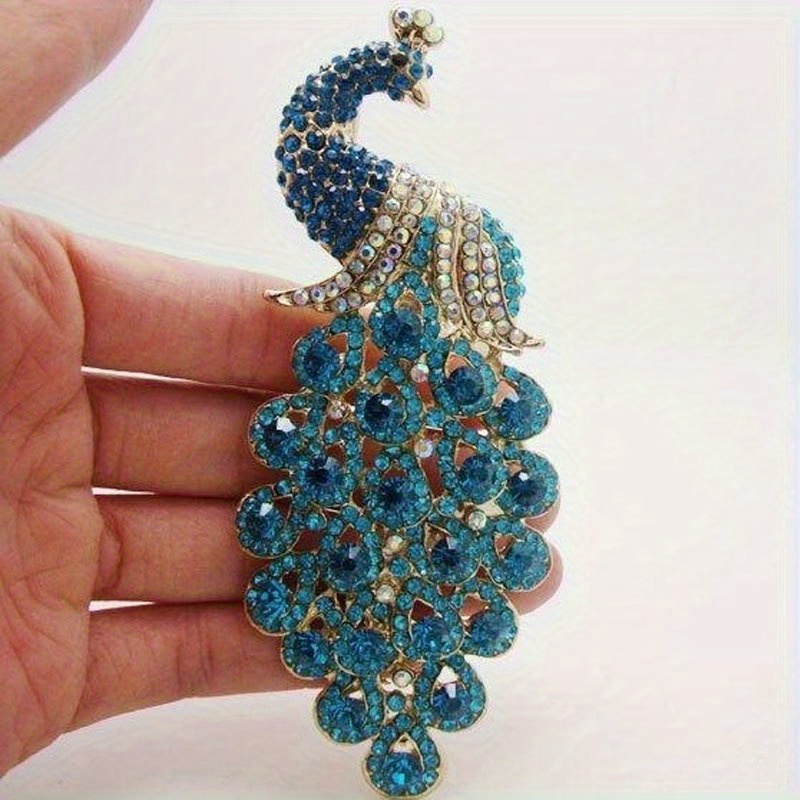 TEMU Vintage Style Blue Crystal Bird Brooch Pin Pendant