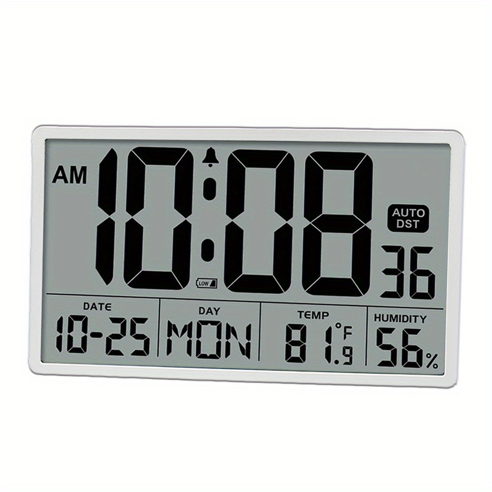 TEMU 8'' Large Digital Wall Clock Battery Operated With Jumbo Numbers, Temperature And Date - Easy To Read And Set, Auto Dst