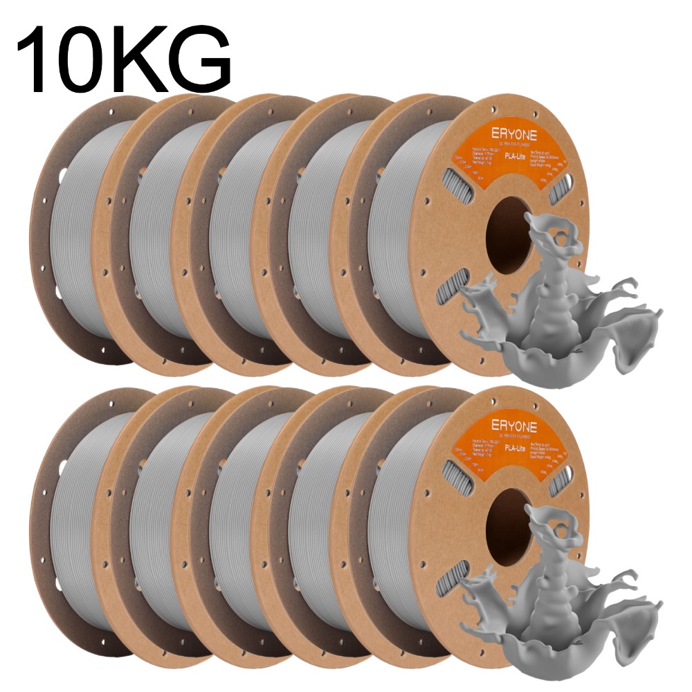 Eryone Pla-lite 3d Printing Supplies Filament For 3d Printer, 10 Rolls, 10kg 1.75mm +/-0.03mm, Compatible With Most 3d Printers, Easy & Transition