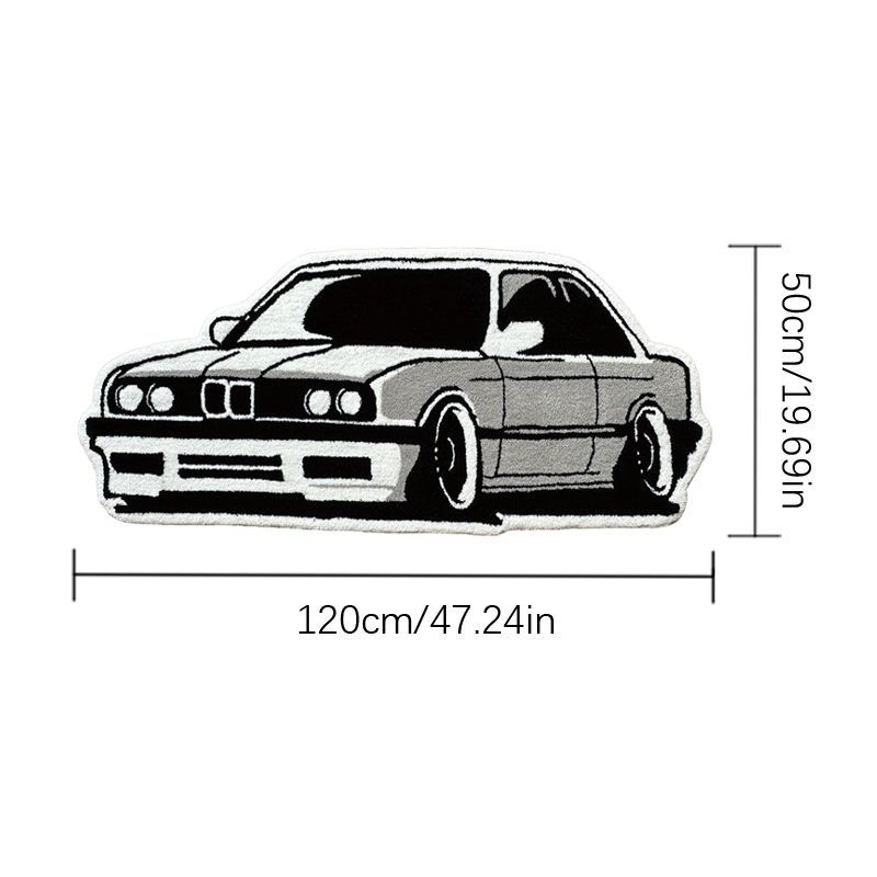 TEMU Alfombra de Cachemira 1000g+10mm con Forma de Coche Retro, Creativa y para Sala o Dormitorio, Decorativa Antideslizante Lavable de Lujo para