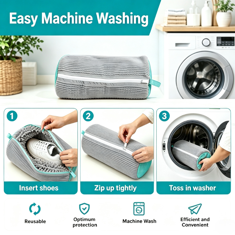 TEMU Reusable Shoe Washing Cover & Laundry Bag Suitable For Sneakers And Tennis Shoes, Machine Washable/dryer Shoe Case With No-stain Cleaning, Cover