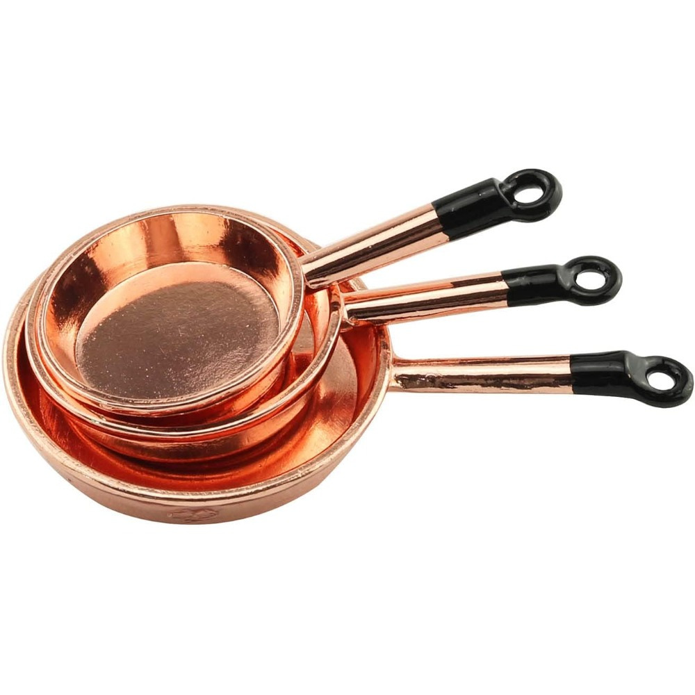 

3pcs Miniature Kitchen Cookware Set, 1/12 Scale Metal Frying Pan, Kettle, With Lid, Toy House Accessories, Ideal For Christmas Birthday Gift, Micro Stove Cookware