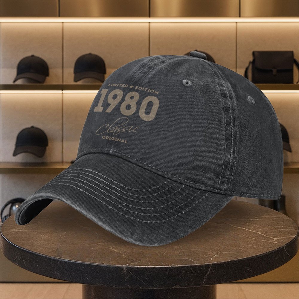 TEMU 1pc 1980 Vintage Edition 80s Retro Unisex Baseball Cap - 1980 Original Print, Lightweight Snapback, Golden Numbering (1980) For Golf, Casual &