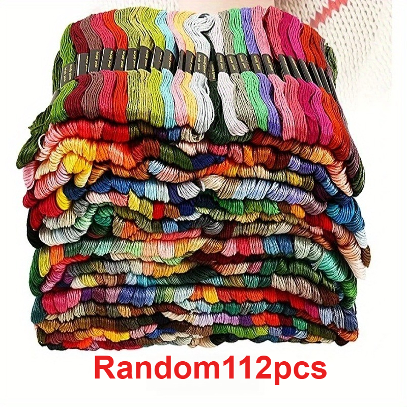 TEMU 112pcs Random Color Cross Stitch Thread - Fade-resistant Embroidery Thread Set, Diy Hand Sewing Threads For Needlework And Craft Embroidery