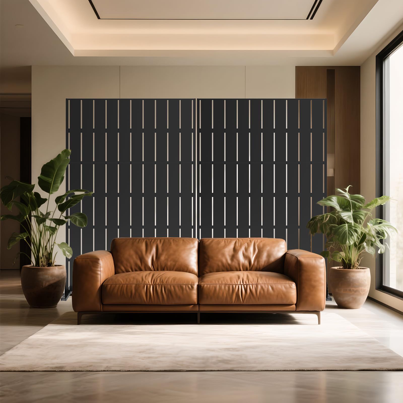 A 72-inch Tall Triple Designed For Outdoor Use, Featuring Freestanding Wall Panels, Serving As A Decorative Partition For Patios, , Gardens, And